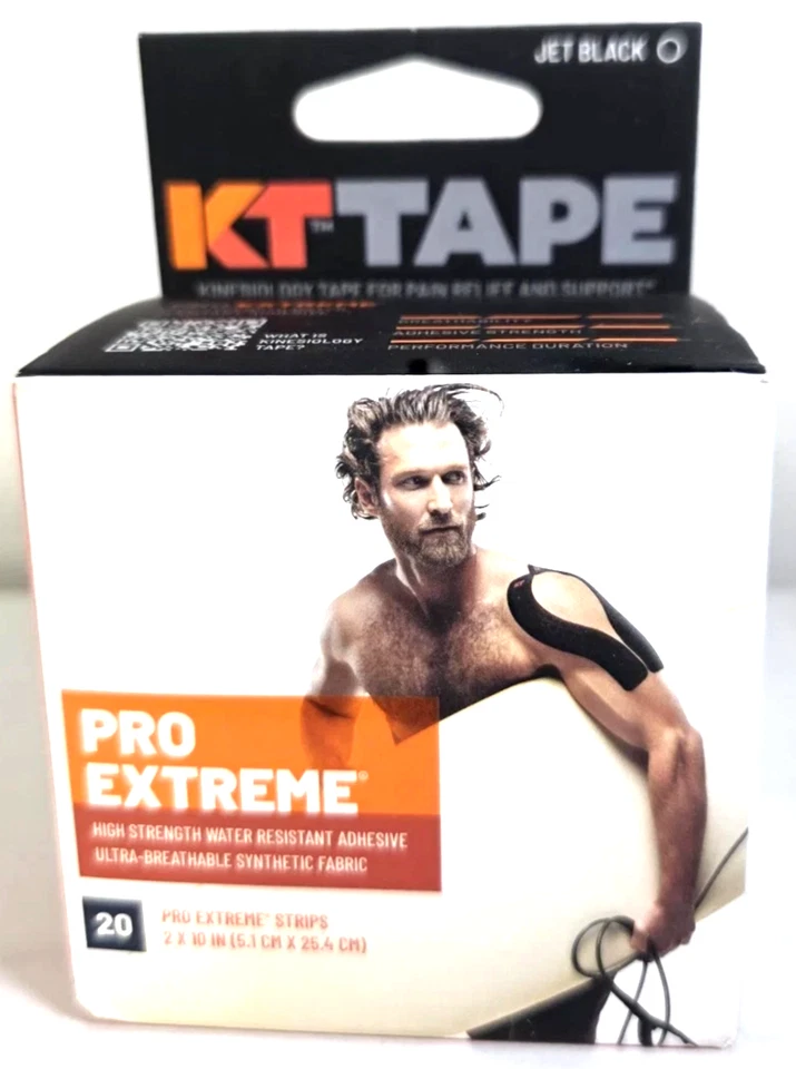 Cinta de Kinesiología KT Tape Pro Extreme Alta Resistencia, Negra, 20 Tiras Precortadas Foto 1 de 1