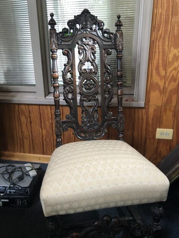 Antique Ornate Carved Walnut Side Chair - Old, Nice, European, Renaissance, Lg Cover