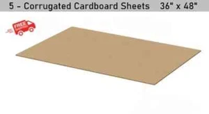 5 PACK Cardboard Sheets 36" x 48" Corrugated Kraft 5/32" Thick Single Wall NEW - Picture 1 of 6