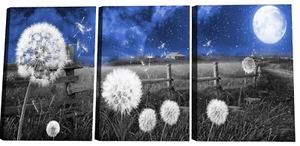 3 Piece dandelions Farmhouse Canvas Wall Art- Each Piece Is 16” Tall & 13” Wide - Picture 1 of 1