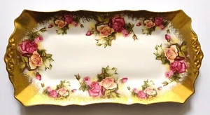 Royal Chelsea Golden Rose Sandwich Plate - 28cm long - Bild 1 von 7