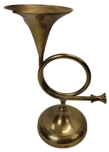 Vintage Brass Horn Candle Stick Holder - Picture 1 of 6