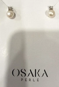ORECCHINI DONNA ORO BIANCO 18KT 750 PERLA DIAMANTE BRILLANTE PUNTO LUCE SPOSA - Foto 1 di 3