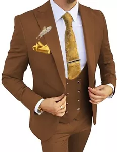Formal Men 3 Piece Wedding Suits Wedding Suit Costume (Blazer+Pants+Vest) - Picture 1 of 141
