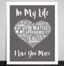 The Beatles Art Print Typography Song Music Titles Lyrics In My Life Portrait | eBay