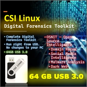 Digital Forensics Social Media Intelligence Recon CSI Linux OSNIT USB 64GB 3.0 - Picture 1 of 4