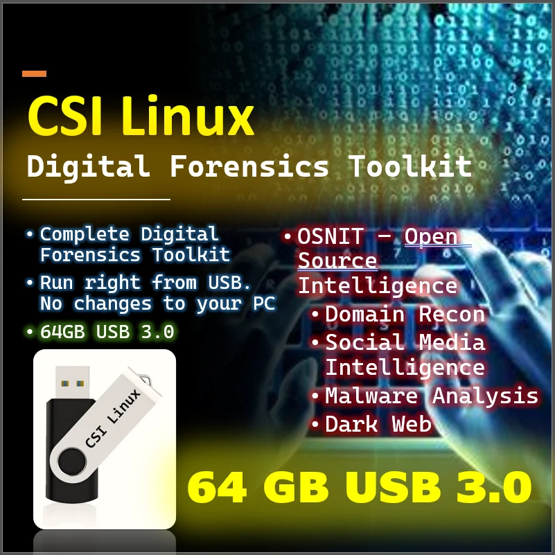 Digital Forense Social Media Intelligence Recon CSI Linux OSNIT USB 64 GB 3.0 Foto 1 de 4
