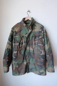 VTG 1984 M65 Cold Weather Field + Liner Jacket Coat Camo Military Issue Med Long - Picture 1 of 5
