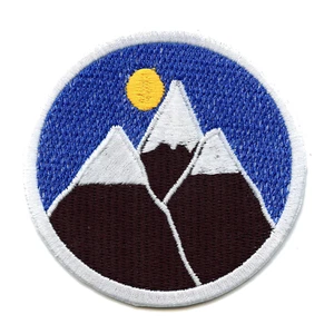 Mountains In The Night Sky Round Iron On Patch - Picture 1 of 2
