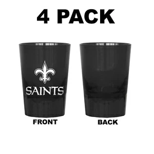 NEW ORLEANS SAINTS 4 PACK 2OZ PLASTIC TEAM LOGO SHOT GLASSES REUSABLE FREE SHIP - Picture 1 of 1