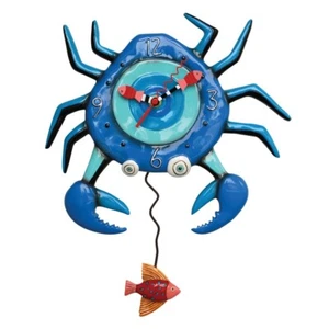 Michelle Allen Designs Ocean Blue Crab Pendulum Kitchen Wall Clock P1654 - Picture 1 of 1