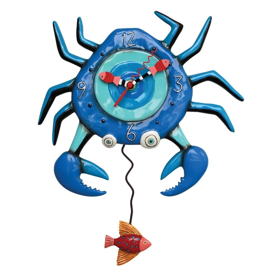 Michelle Allen Designs Ocean Blue Crab Pendulum Kitchen Wall Clock P1654 - Image 1 of 1