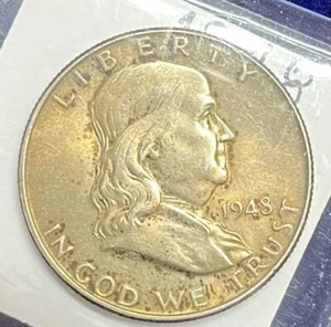 1948 - P - Ben Franklin Silver Half Dollar.— Beautiful Brown Toned - FBL - Picture 1 of 2