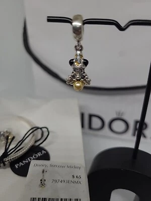 RETIRADO Pandora 925 ALE Disney Mickey Mouse Perla de Hechicero Cuelga Dije Nuevo con Etiquetas Foto 1 de 4