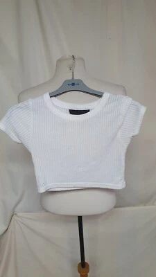 Ladies crop t-shirt, TOPSHOP Petite, UK 4/EU 32/US 0, White, 26" Bust 0707 - Image 1 of 4