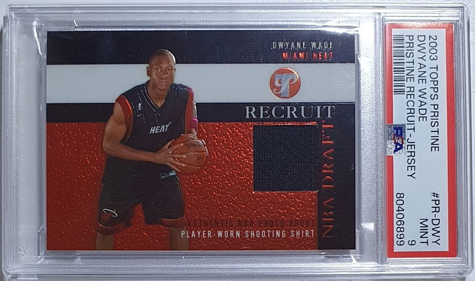 Camiseta deportiva Topps Pristine Dwyane Wade Rookie 2003 #parche usada en juegos - PSA 9 (POP 18) Foto 1 de 3