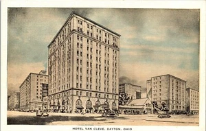 Postal vintage ~ Hotel Van Cleve Dayton Ohio habitaciones OH $2,50 y más  - Imagen 1 de 3