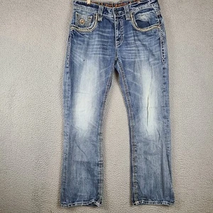 Rock Revival Perry Boot Jeans Men’s Size 34x32 Whiskers Embellished Y2K - Picture 1 of 13