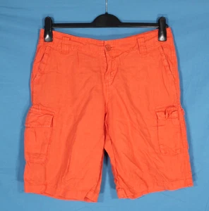 GAP Women's ORANGE Lightweight LINEN Flat Front LONGLINE CARGO SHORTS Sz 10 - Picture 1 of 6