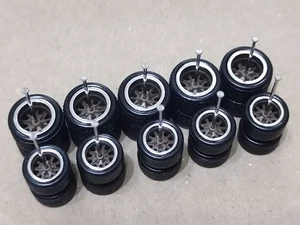 BBS DESIGN BROWN CUSTOM WHEELS RUBBER TIRES 5 SETS 1/64 FOR 67 CAMARO CHEVY NOVA - Picture 1 of 4