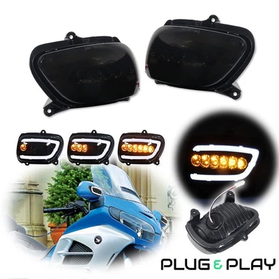 Fit Honda 01-17 Goldwing 1800 GL1800 Smoke Switchback LED DRL Turn Signal Lights - Image 1 of 4