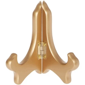 Bard's Hinged Gold MDF Wood Stand, 4" H x 5" W x 3" D (For 3.5" - 5" Plates) - Picture 1 of 1