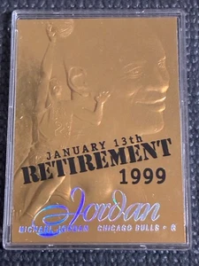 Tarjeta de retiro Fleer Michael Jordan 1999 oro 23kt #2359/#9923 - como nueva - Imagen 1 de 3