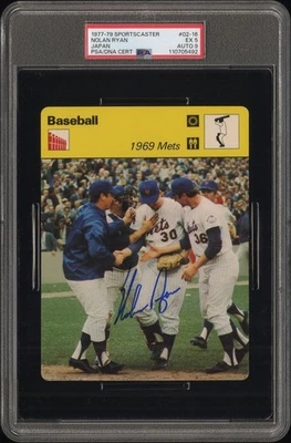 1977-79 Sportscaster Nolan Ryan 签名 PSA 5 签名 9 罕见 双级名人堂 日本 — 第 1/2 张图片