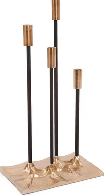 Candelabros modernos de alumínio dourado para velas cônicas - Imagem 1 de 4