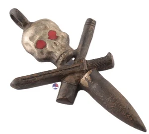 Totenkopf Knochen Kugel Grabenkunst Anhänger für Halskette WW1 WWI WW2 WWII Gothic Art - Bild 1 von 13