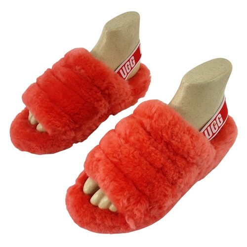 Sandali ciabatte Ugg Fluff Yeah arancioni pelle di pecora slingback donna taglia 7 usati