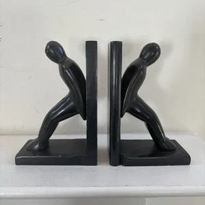 Black Genuine Soapstone Bookends 7”x4.5”x 2.5” FLAW - Picture 1 of 21