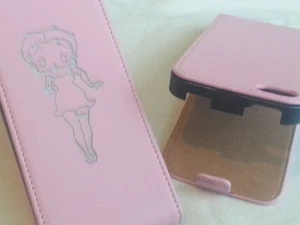Iphone 5 BETTY BOOP CUERO GENUINO rosa funda de teléfono plegable cinco Apple - Imagen 1 de 1