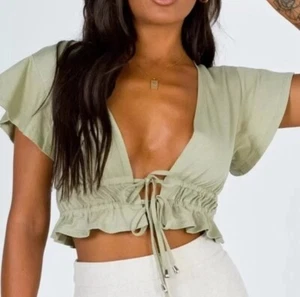 Top corto Princess Polly Jamison Reid verde salvia talla 10 - Imagen 1 de 8