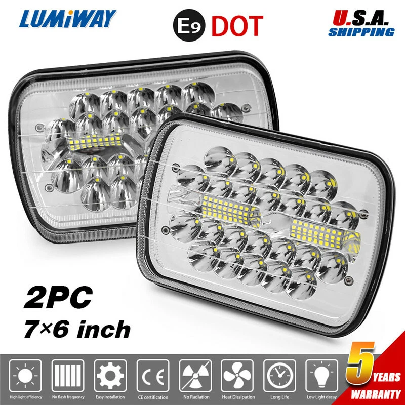 Par de faros LED haz sellado para Ford F250 F350 E150 E250 E350 5X7"" 7X6""  Foto 1 de 4