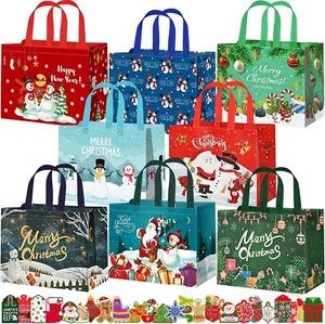 Wluseaxi 8er Pack große wiederverwendbare Weihnachten Tragetaschen mit Griffen, 12,6"x9,8"x6,7" - Bild 1 von 5