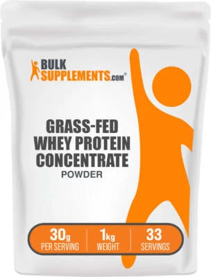 BulkSupplements Proteine ​​del siero di latte alimentate con erba (polvere) - 30 g per porzione - Immagine 1 di 4