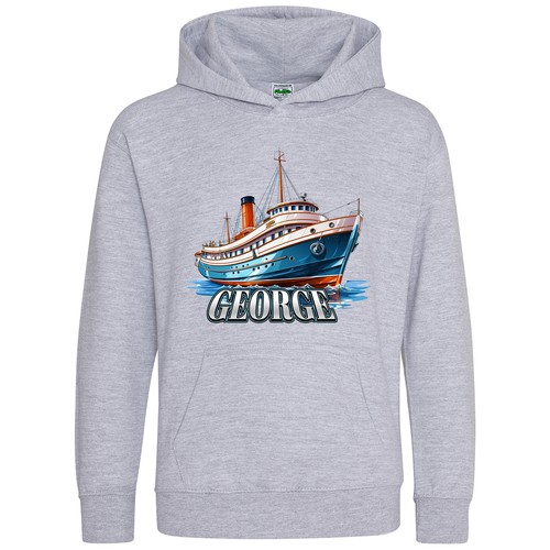 VETEMENTS Felpa con Cappuccio Nave da Crociera Personalizzata per Ragazzi Regalo Ragazzo Nome Personalizzato Natale Bi...