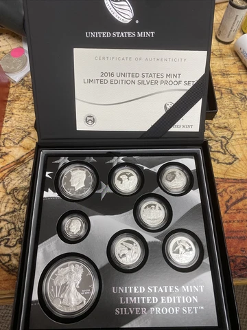 2016 Limited Edition Silver Proof Set - 8 Coin w/ Box & COA Cover