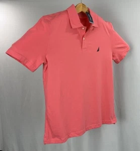 NAUTICA Polo Shirt Mens Medium Pink Short Sleeve Classic Fit Stretch Soft Cotton - Picture 1 of 13