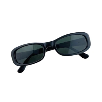 Authentic New Vintage 90s Slim Black rectangle sunglasses - Image 1 of 3