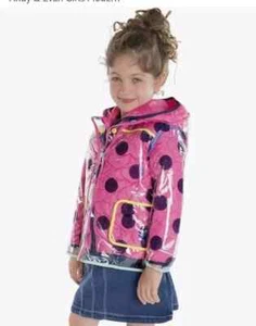 NWT~Andy & Evan Girl's 3 in 1 Rain/Jacket & Coat-(Hooded) 6 Pink/ Purple Dots - Picture 1 of 5