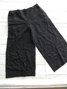 NWT LOFT BEACH BLACK LINEN/VISCOSE WIDE LEG GAUCHO PULL-ON PANTS SZ XL - Picture 1 of 3