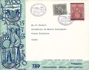 TAP AIR PORTUGAL - 1965 FFC  1ST  FLIGHT  LISBOA - FARO  postage due  [1033]