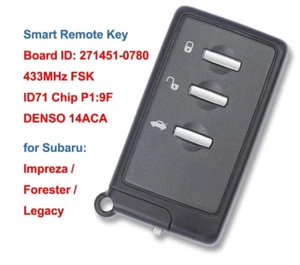 Mando a distancia inteligente para coche 3 botones 433 MHz ID71 para Subaru Forester Impreza Legacy - Imagen 1 de 6