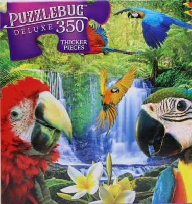 350 Pieces Jigsaw Puzzle Parrot Paradise Puzzlebug Deluxe 20 X 12 - Image 1 of 3
