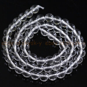 6/8/10mm Natural White Rock Crystal Gemstone Clear Quartz Round Loose Beads 15''