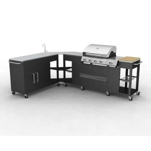Garden Barbecue Grill 4 Burners BBQ Outdoor Kitchen Gas Sink Racks Portable - Picture 1 of 5