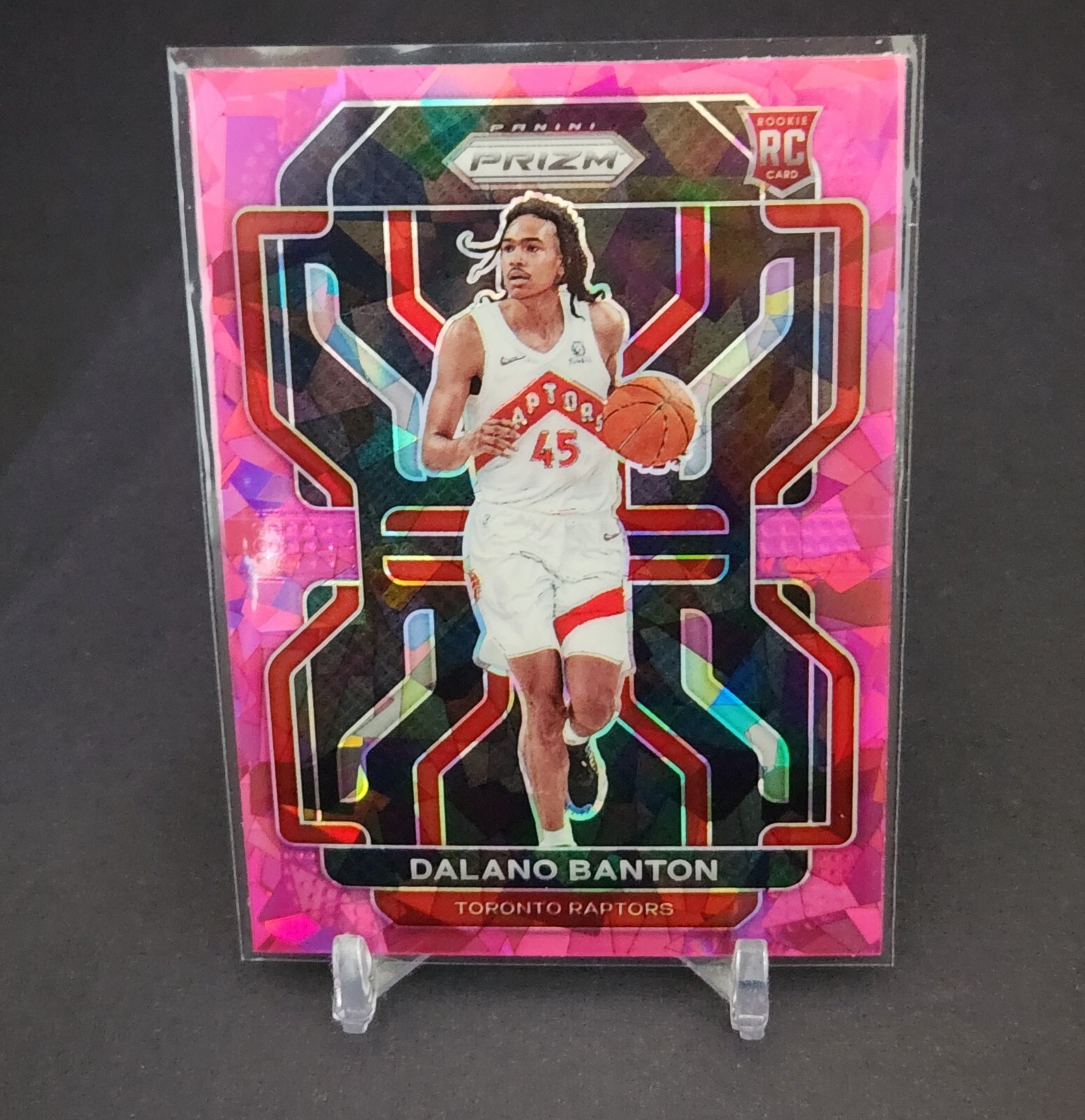 2021 Panini Prizm Dalano Banton Pink Cracked Ice  RC #328 Toronto Raptors