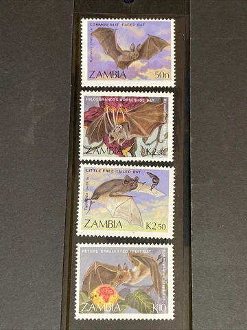 1989 Zambia MNH Stamps, Complete set, Bats Sc# 466-469 Cover